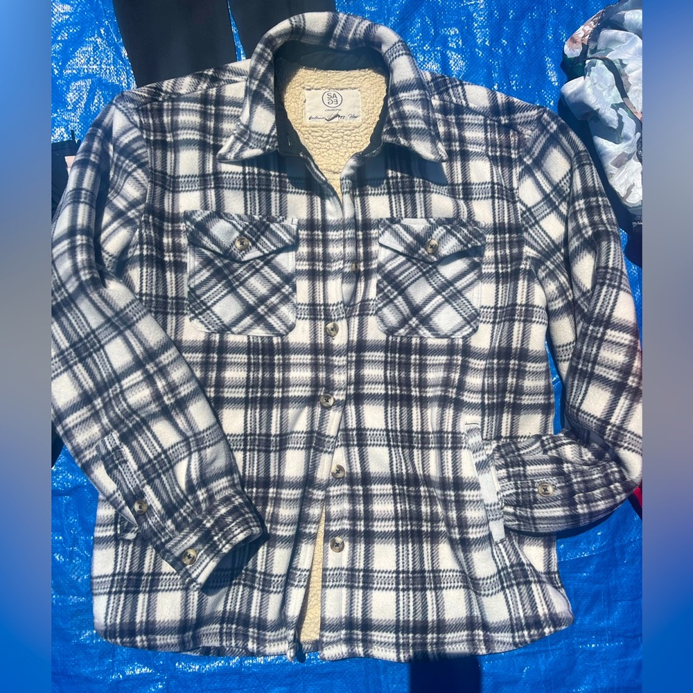 SAGE collective plaid fleece lined jacket size Medium
